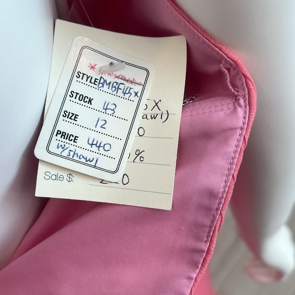 NWT SAMPLE BELLA FORMALSby Venus Bridal size 12 Rose Iridescent Chiffon Pristine - Picture 8 of 10